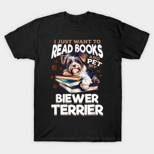 Terrier Dog Breed I Just Want To Read Books And Pet T-Shirt